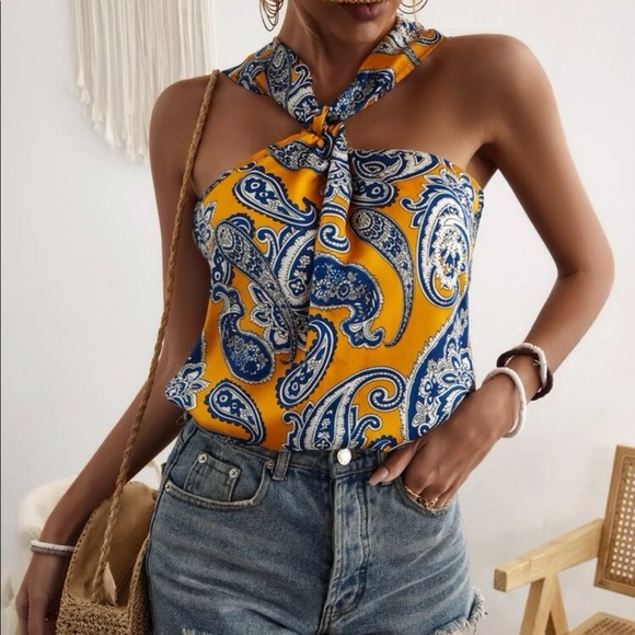 Boho Floral Paisley Print Tank Top Blouse - Picture 7 of 12